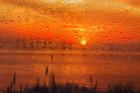 Rain drops on the window - abstract background. Close up photo.