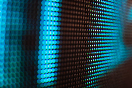 Bright colored LED video wall with high saturated pattern - close up background with shallow depth of fieldの写真素材
