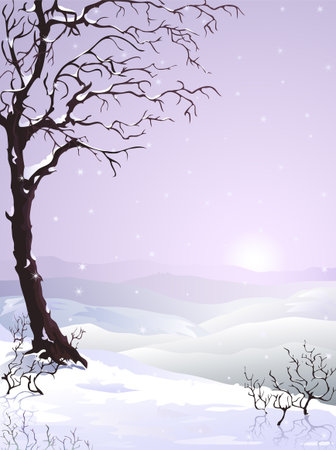 Snow-covered tree (other landscapes are in my gallery)のイラスト素材