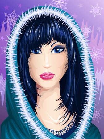 Charming brunette dressed in warm coatのイラスト素材