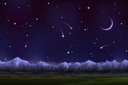 Alpine night panorama (other landscapes are in my gallery)のイラスト素材