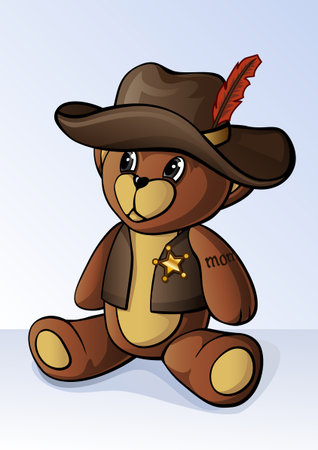 Cute little teddy bear dressed as a sheriffのイラスト素材