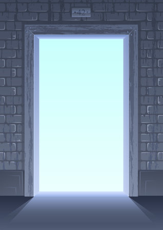 Brightly lit opening in the brick wallのイラスト素材
