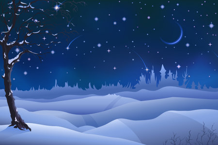 Evening winter scenery (other landscapes are in my gallery)のイラスト素材