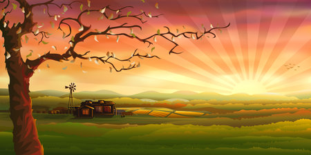 Countryside panorama (other landscapes are in my gallery)のイラスト素材