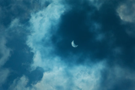 Partial Solar Eclipse on a Cloudy Day March 20, 2015のeditorial素材