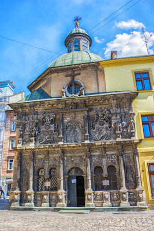 Lviv, Ukraine - August 19, 2015: Chapel of the Boim family. Lviv city centerのeditorial素材