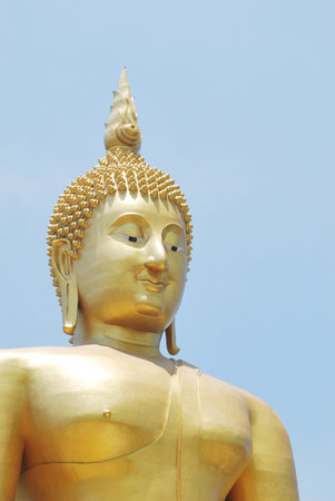 Big statue image of buddha at Wat Muang,Angthong,Thailand の写真素材