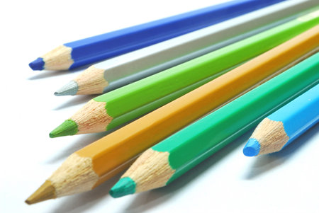 The colorful pencils isolated against white background.の写真素材