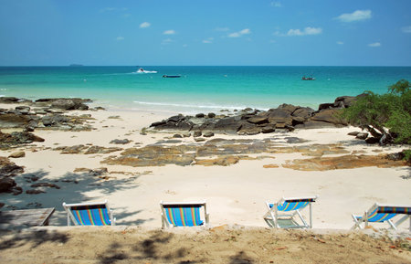 Beach chair with a beautiful sea view.の写真素材