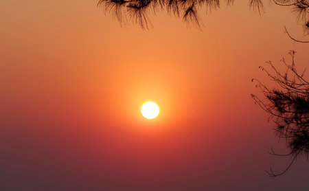 Beautiful sunset Winterの写真素材