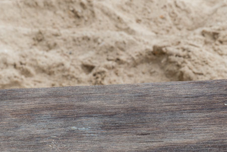 Wood texture on sand background.Nature background, bokeh backgroundの写真素材