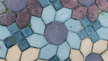 Patterned paving tiles colorful background