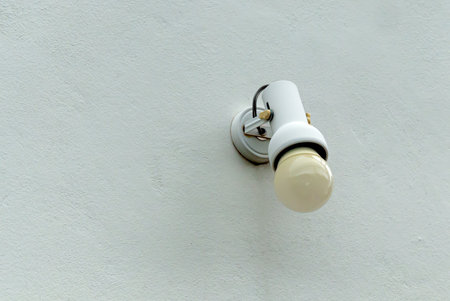 Old lamps mounted concrete walls for use various designs.の写真素材
