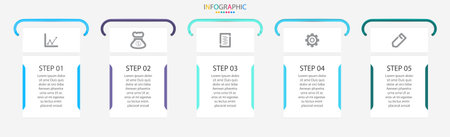 Vector Infographic modern graphic template with icons and 5 options.Creative concept for business data visualization can be used for banner, process, layout.のイラスト素材