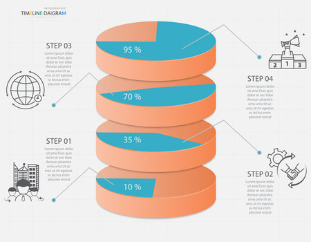 Infographics business data visualization elements  with 4 options.Can be used for statistics, website, marketing presentation, vector illustrationのイラスト素材