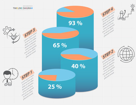 Infographics business data visualization elements  with 4 options.Can be used for statistics, website, marketing presentation, vector illustrationのイラスト素材