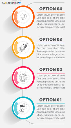 Infographics modern template elements with 4 options.Vector design can be used for displaying charts data business and marketing presentation.のイラスト素材
