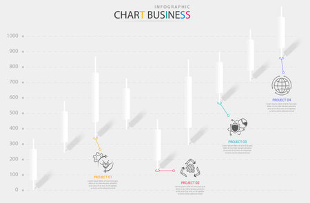Charts infographic business paper cut.Statistic and modern graphical presentation data marketing,graph vector flat illustration.のイラスト素材