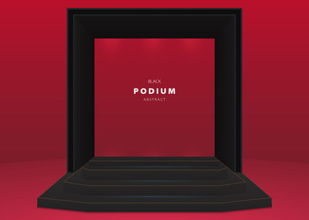 Podium black realistic minimal scene for mockup product displayのイラスト素材