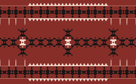 Ethnic geometric pixel art uses simple shapes and patterns to create traditional and cultural designs.のイラスト素材