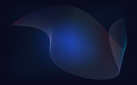 Hi-tech communication concept innovation with dynamic line wave colorful abstract background and artificial intelligence technology  vector illustrationのイラスト素材