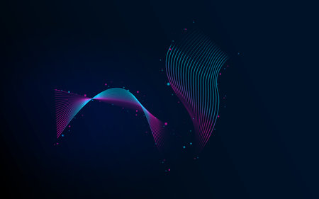 Abstract technology background with flowing gradient particles