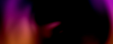 Abstract purple orange gradient background features soft blurry light streaks over a dark black...