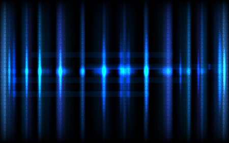 Blue code streams descend, creating a dynamic digital abstract with technological and futuristic aesthetic.のイラスト素材