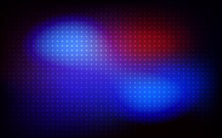 Abstract background features a digital grid pattern with vibrant blue and red bokeh lights.のイラスト素材