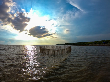 sunset on the lakeの写真素材