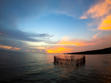 sunset on the lakeの写真素材
