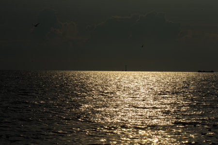 moon over the seaの写真素材