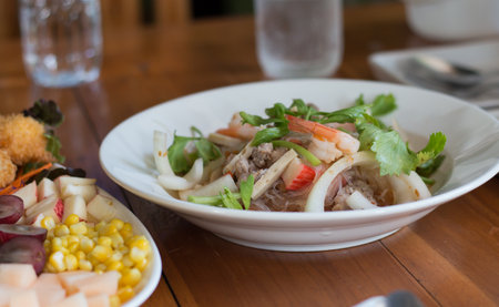 Sour & spicy vermicelli salad.の写真素材