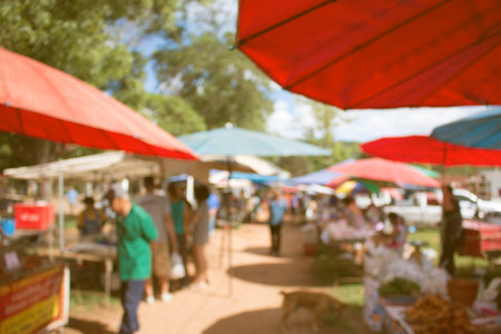 Blurred of Thailand rural market for background.