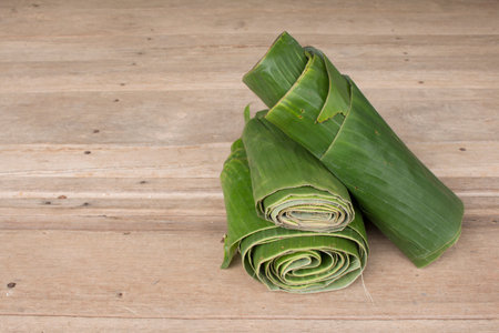Green fresh banana leaf for nature packege.の写真素材
