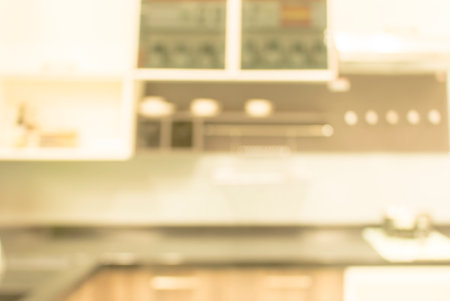 blurred image of modern kitchen interior for background.の写真素材