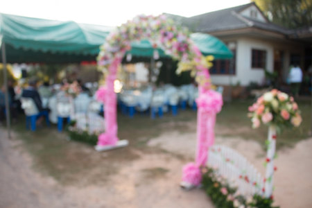 Blurred of Beautiful wedding arch for the wedding ceremony.の写真素材