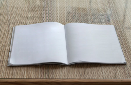 blank page of magazine on table.