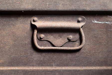 Old steel box with vintage handle.の写真素材