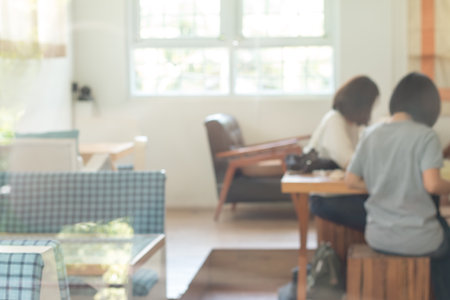 Abstract blurred livingroom decoration interior for background.の写真素材