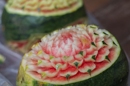 Closeup of Fruit Carving food art concept.の写真素材