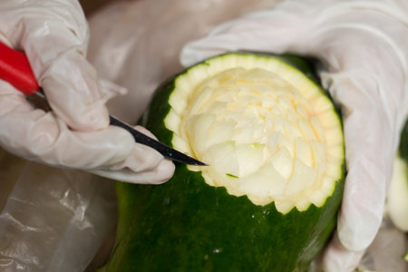 Closeup of Fruit Carving food art concept.の写真素材