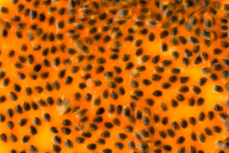 Passion fruit juice close up texture for background.の写真素材