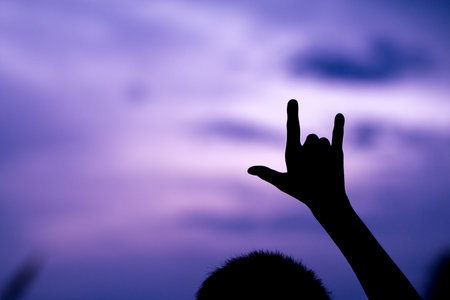 Closeup of hand make I LOVE YOU sign design for valentine's day background.の写真素材