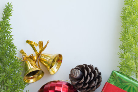 Decorated Christmas tree  with colorful ornaments and copyspace design for make background.