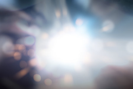 Blue gradient blurred bokeh abstract background.