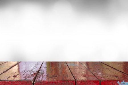 Empty of desk with blurred light gray gradient bokeh abstract background.の写真素材