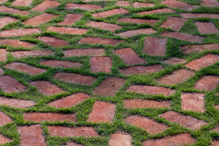 Stone Block with grass outdoor decoration.