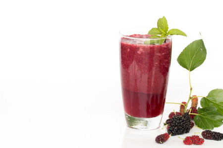 Home made Mulberry smothie healthy drink.の写真素材